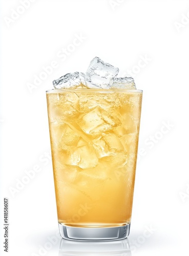 Wallpaper Mural Refreshing Cold Beverage with Ice in a Glass on White Background Torontodigital.ca