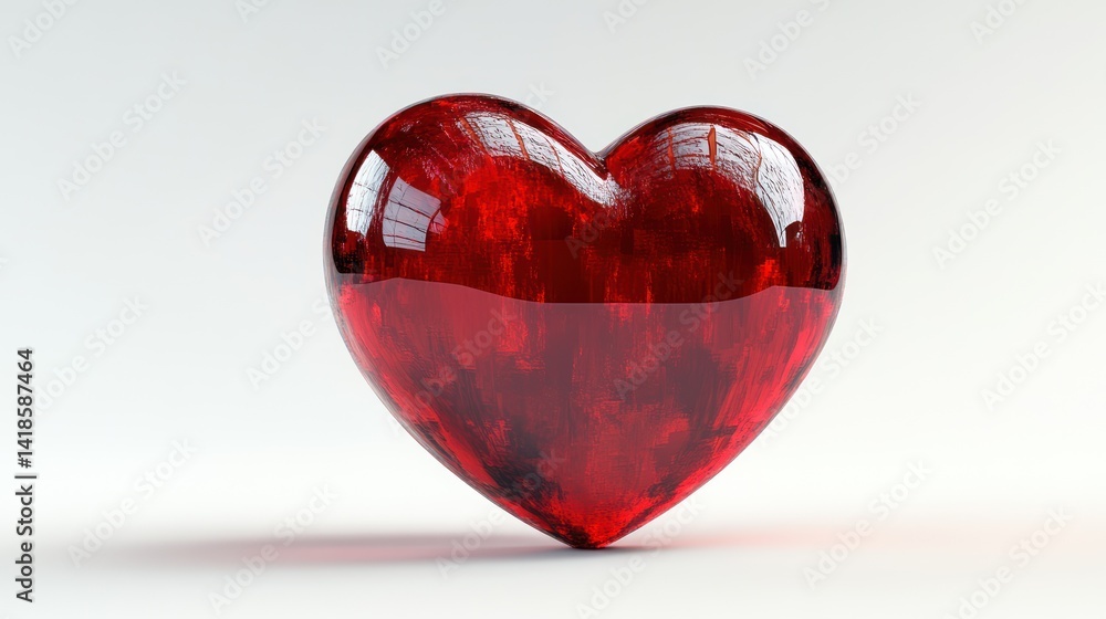 Red glass heart studio shot, Valentine's Day, love, romance Red glass heart studio shot, Valentine's Day, love, romance