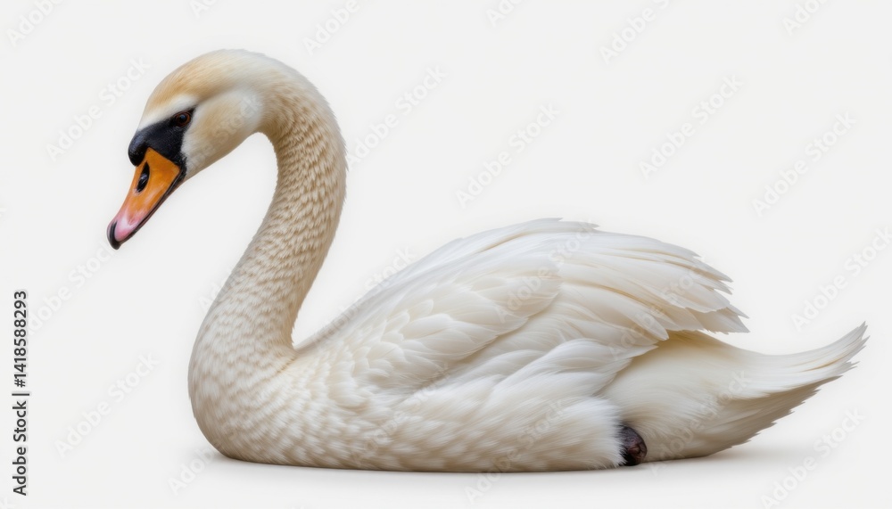 Fototapeta premium Elegant swan swimming gracefully in a calm pond nature photography serene environment side view