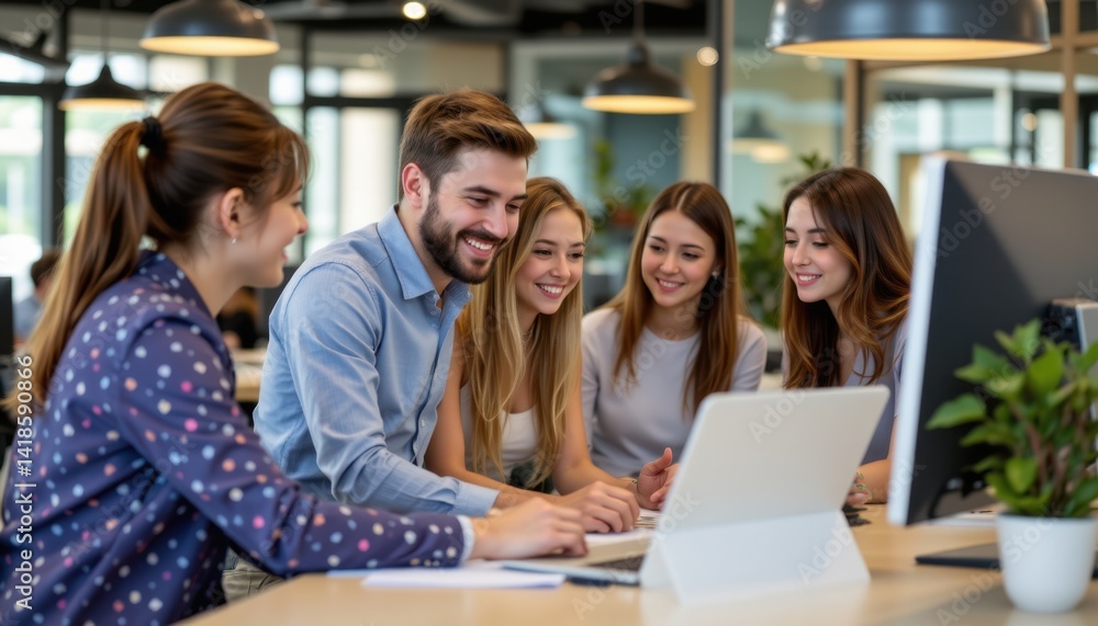 Collaborative team meeting modern office digital interaction professional environment engaging atmosphere Collaborative team meeting modern office digital interaction professional environment engaging atmosphere