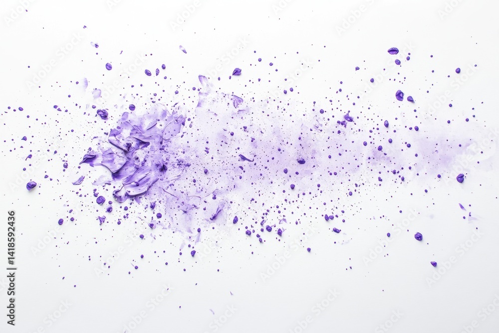 Naklejka premium Abstract Purple Splash with Droplets and Splatter on White Background