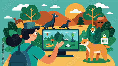 Obraz na płótnie A tour of a virtual wildlife sanctuary highlighting the importance of conservation efforts and responsible tourism.. Vector illustration w salonie