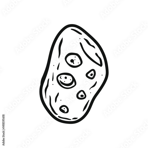 Doodle Style Single Potato with Spots on Transparent Background