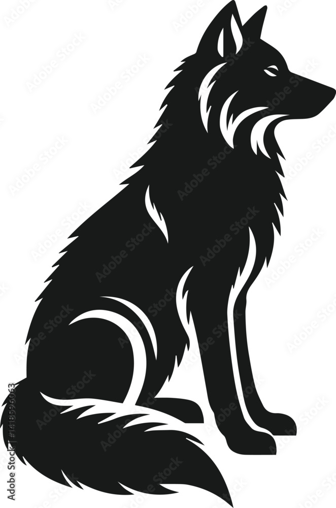 Obraz premium Vector black silhouette of a wolf 