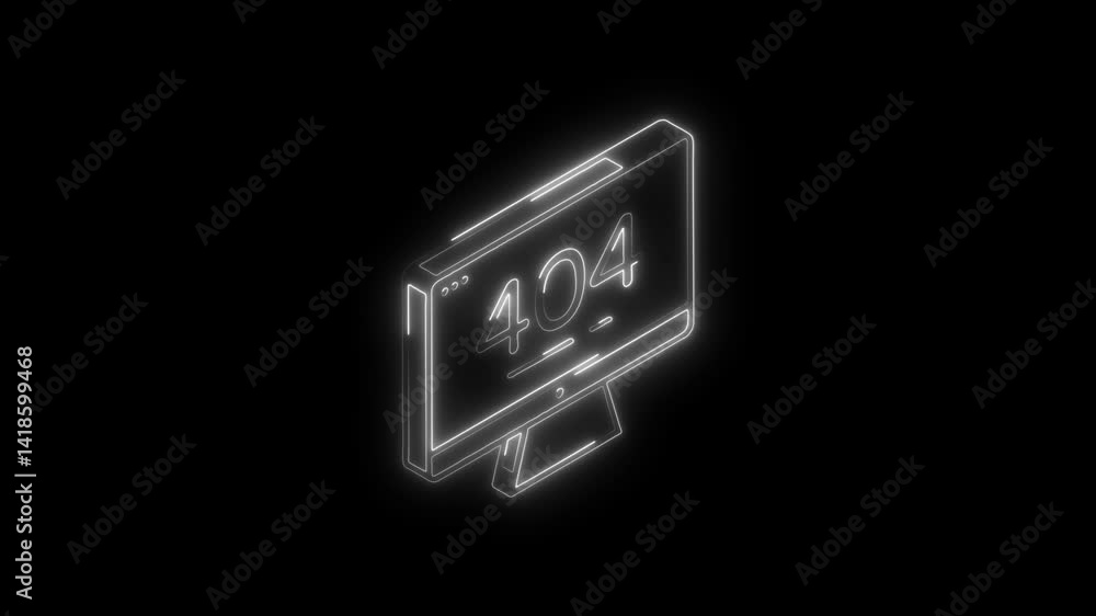 Glowing neon 404-error icon 4k isolated on black background. HD Video motion graphic animation Glowing neon 404-error icon 4k isolated on black background. HD Video motion graphic animation