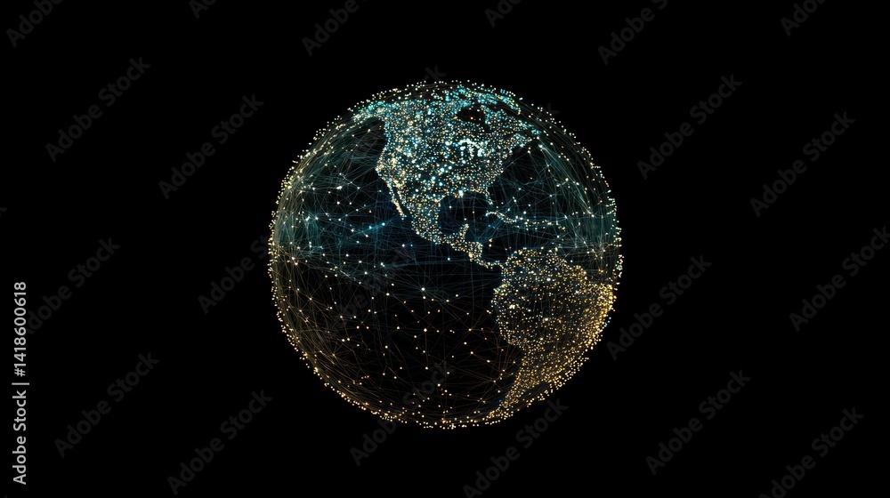 Global network connection, digital Earth, dark background, data visualization, website header Global network connection, digital Earth, dark background, data visualization, website header