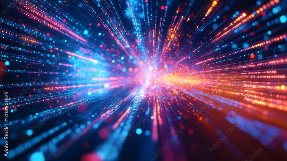 Obraz premium Colorful Light Rays in Abstract Digital Background for Technology