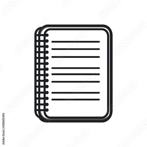 Open Notebook with Lines and Spiral Binding on Transparent Background