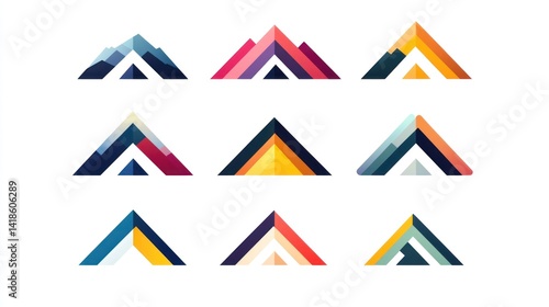 Free Download Colorful mountain logo designs; abstract art; white background; website icons - GFXLoad
