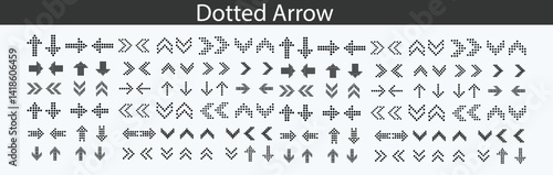 Arrows dots. dot arrow vector set. points arrow collection of direction arrows. isolated icon.
