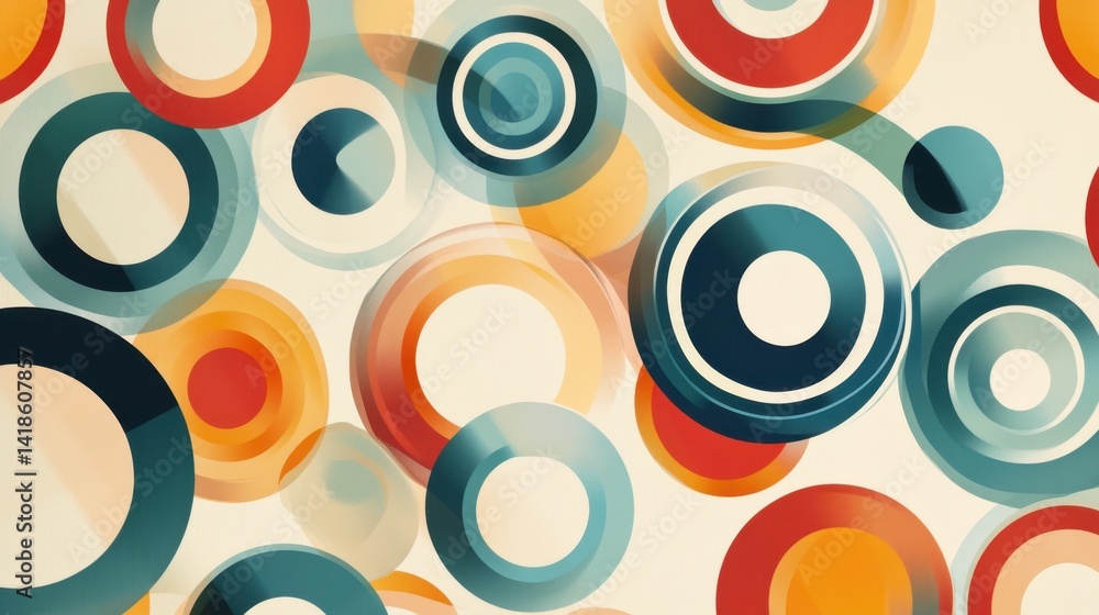 Abstract Colorful Circular Patterns Over Soft Light Background Abstract Colorful Circular Patterns Over Soft Light Background