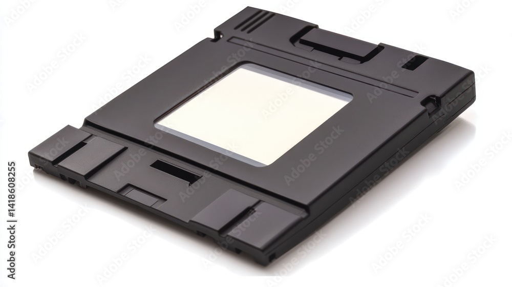 Black data storage device on white background, close-up, studio shot, for tech website Black data storage device on white background, close-up, studio shot, for tech website