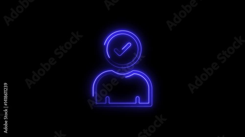 Glowing neon candidate icon 4k  isolated on black background. HD Video motion graphic animation