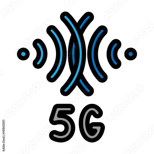 5G Signal Interference Vector Filled Icon Design