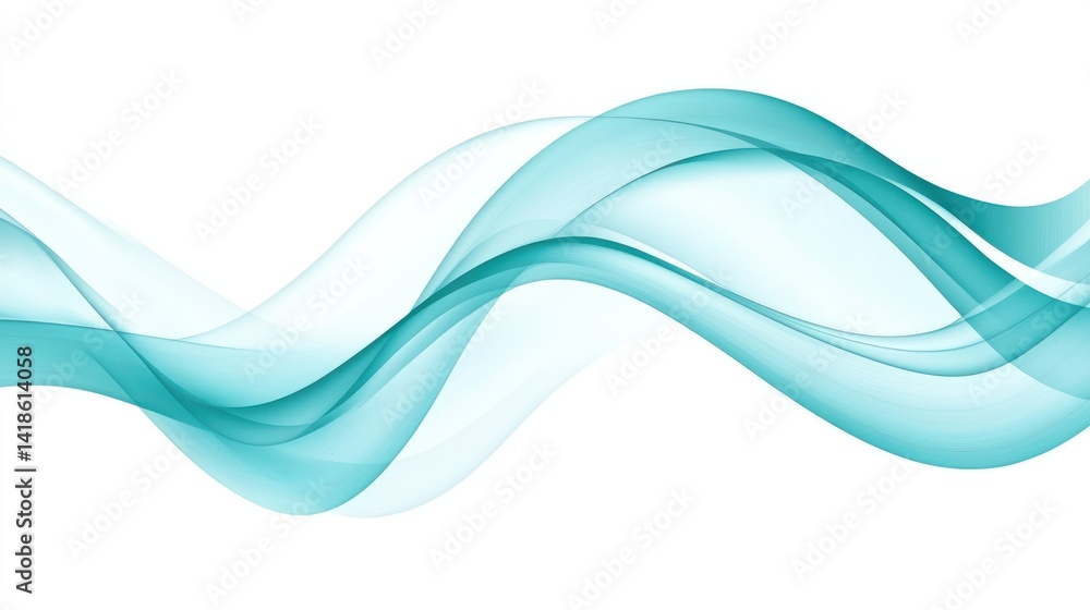 Teal abstract waves flowing, white background, website header design Teal abstract waves flowing, white background, website header design