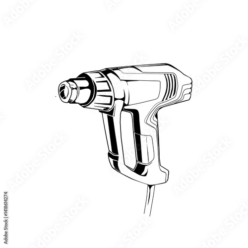 a drill drawn by hand on a white background