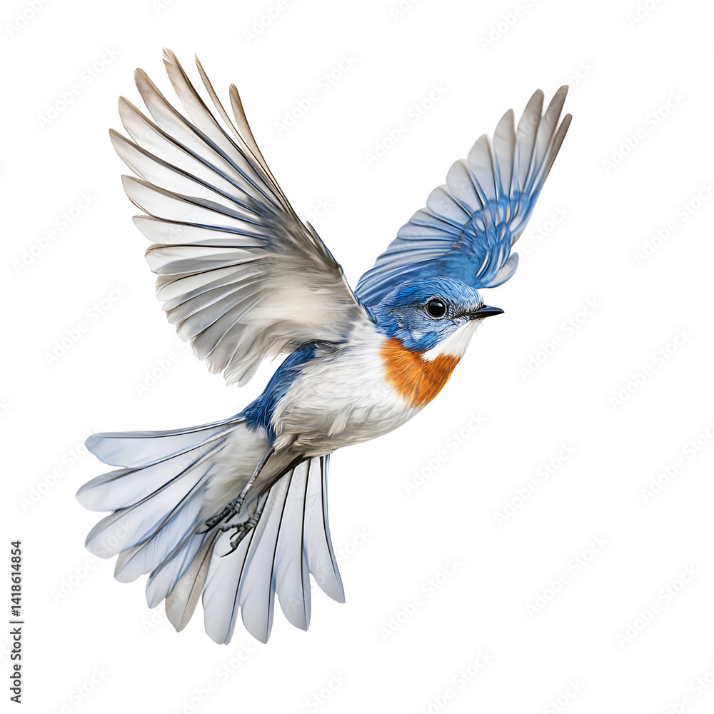 Naklejka premium Colorful Bluebird in Flight Isolated on Transparent Background