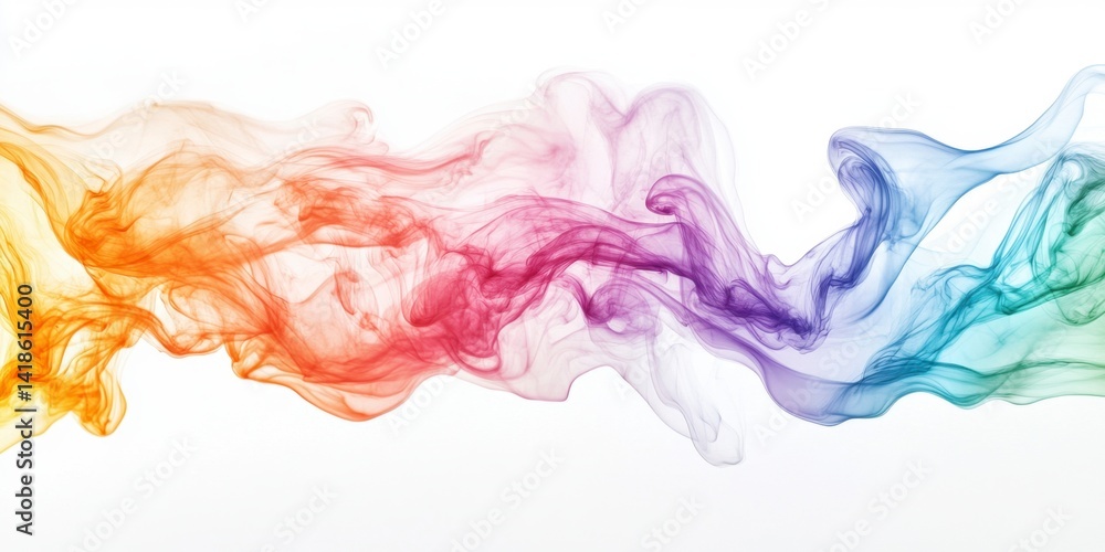 Fototapeta premium Colorful Smoke Waves in Gradient Flowing Fashion on White Background
