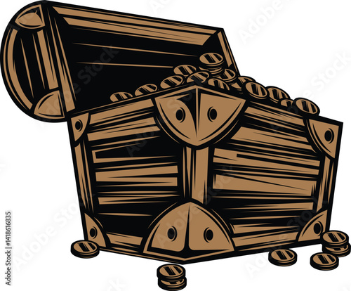 pirate treasure chest with treasure