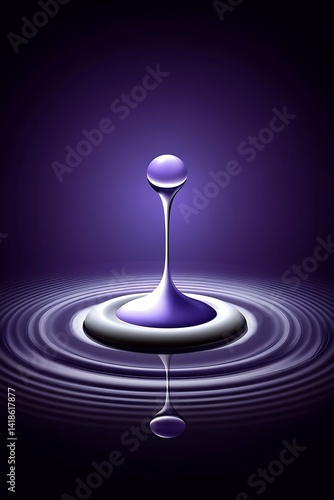 Obraz na płótnie Abstract liquid ripple collision with purple hues and reflections w salonie