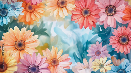 Wallpaper Mural Elegant wedding invitation card background . Minimal hand painted watercolor Gerbera flowers texture template background. Design for wedding, vip cover, poster, rsvp moderncard.Valentine's Day Torontodigital.ca