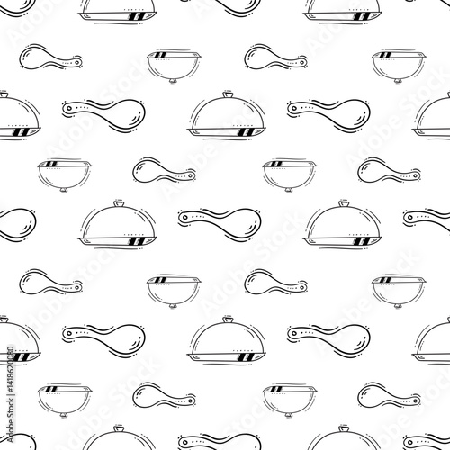 kitchen utensil pattern. kitchenware seamless pattern. doodle kitchen background