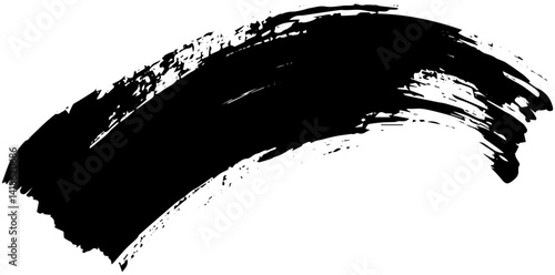 Curved Grunge Brush Stroke, Black Paint Splash Texture for Creative Design Projects