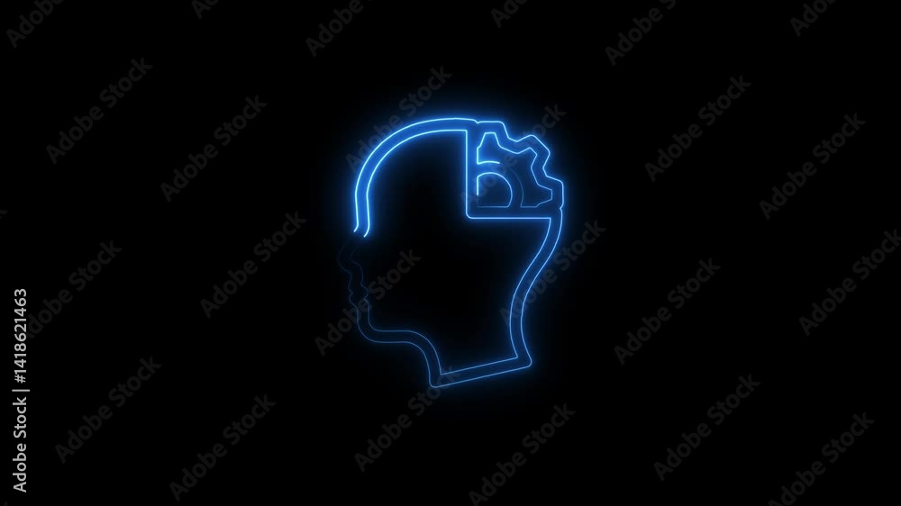 Glowing neon cognitive icon 4k isolated on black background. HD Video motion graphic animation Glowing neon cognitive icon 4k isolated on black background. HD Video motion graphic animation