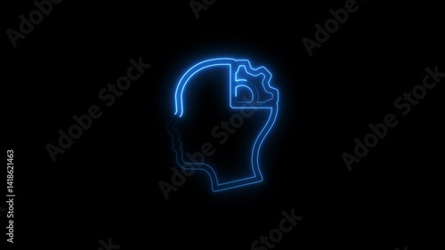 Wallpaper Mural Glowing neon cognitive icon 4k isolated on black background. HD Video motion graphic animation Torontodigital.ca