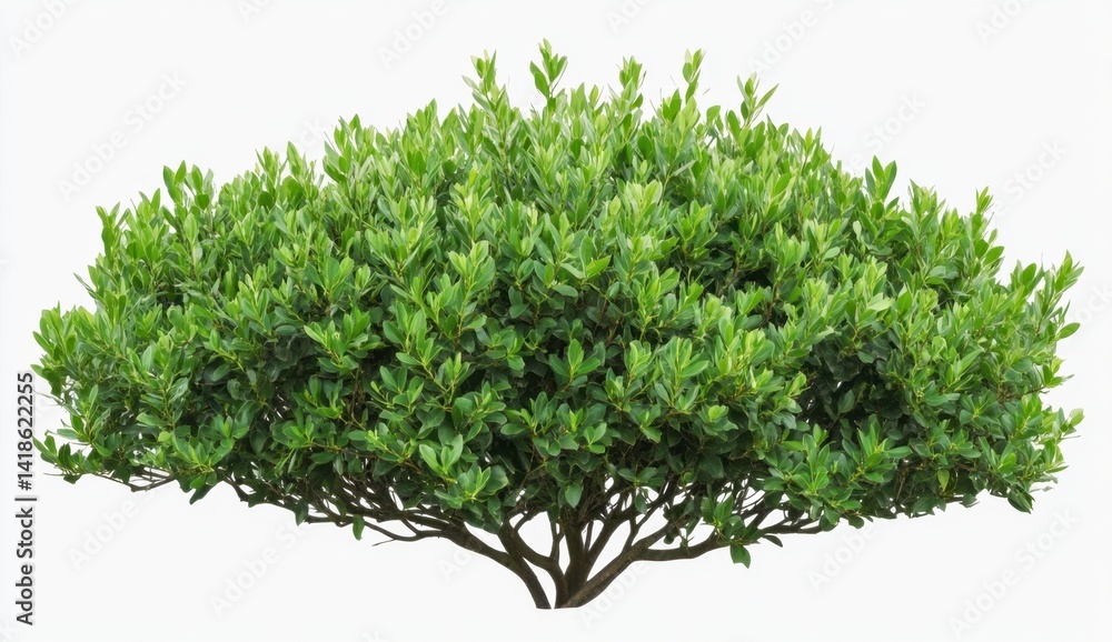 Obraz premium Lush Green Foliage of a Vibrant Shrub Against a Plain Background