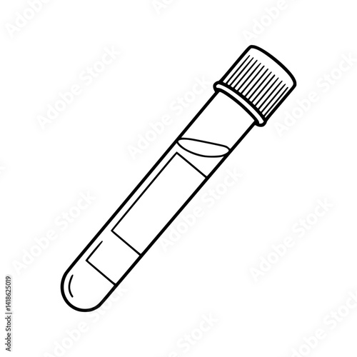 Line Art of Clean  Blood Tube - Vacutainer Specimen Container