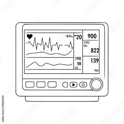 Line Art of Clean  Patient Monitor - Vital Signs Tracking Equipment