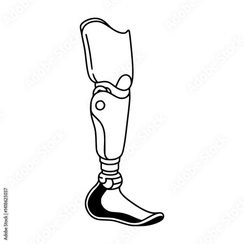 Line Art of Clean  Prosthesis - Artificial Limb Illustration