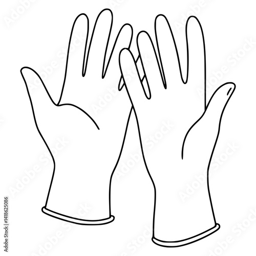 Line Art of Medical Gloves Drawing - Protective Healthcare Essential
