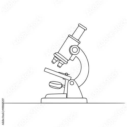 Line Art of Minimalist Microscope  - Laboratory Equipment Drawing