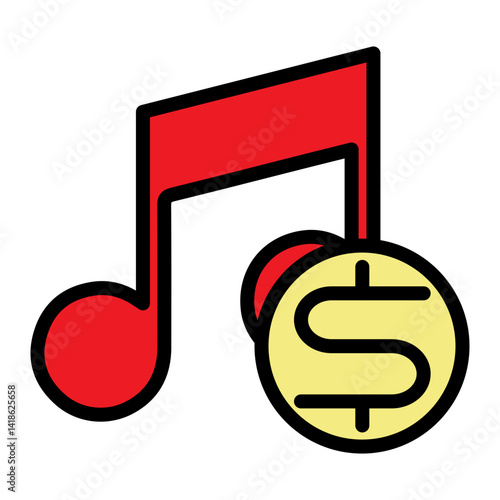 Music Royalties Vector Filled Icon Design
