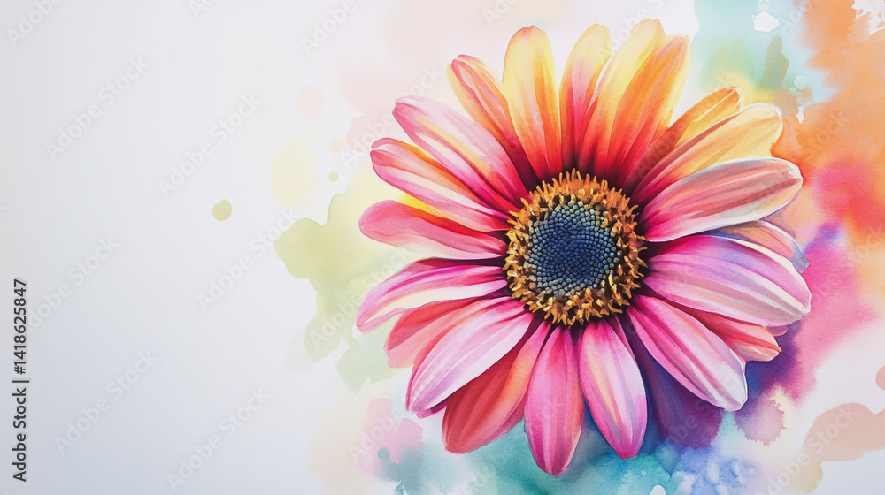 Elegant wedding invitation card background . Minimal hand painted watercolor Gerbera flowers texture template background. Design for wedding, vip cover, poster, rsvp moderncard.Valentine's Day Elegant wedding invitation card background . Minimal hand painted watercolor Gerbera flowers texture template background. Design for wedding, vip cover, poster, rsvp moderncard.Valentine's Day