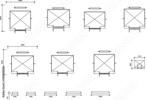 silhouette design vector illustration sketch drawing of site plan lift with scale size 