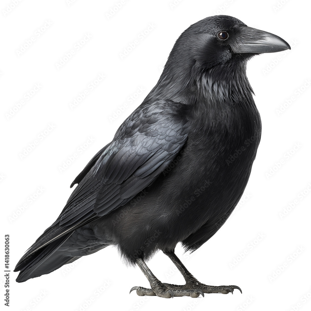 Fototapeta premium A black bird perched on a dark object