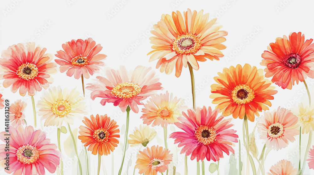 custom made wallpaper toronto digitalElegant wedding invitation card background . Minimal hand painted watercolor Gerbera flowers texture template background. Design for wedding, vip cover, poster, rsvp moderncard.Valentine's Day