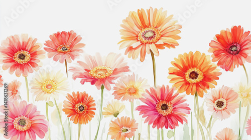 Wallpaper Mural Elegant wedding invitation card background . Minimal hand painted watercolor Gerbera flowers texture template background. Design for wedding, vip cover, poster, rsvp moderncard.Valentine's Day Torontodigital.ca