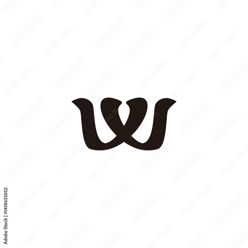 Letter W ribbon geometric symbol simple logo vector Letter W ribbon geometric symbol simple logo vector
