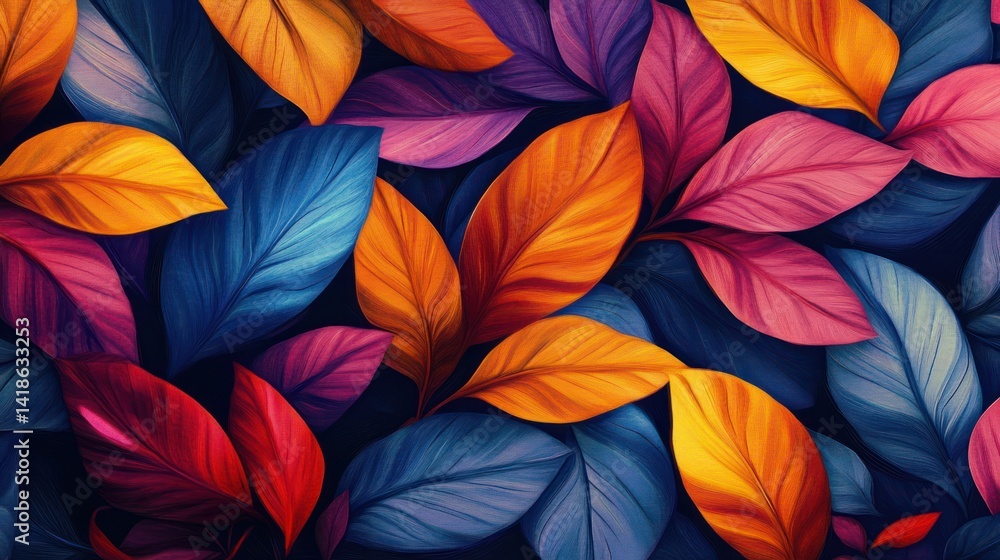 Vibrant chromatic leaves, a symphony of colors that dance gracefully across the canvas Vibrant chromatic leaves, a symphony of colors that dance gracefully across the canvas