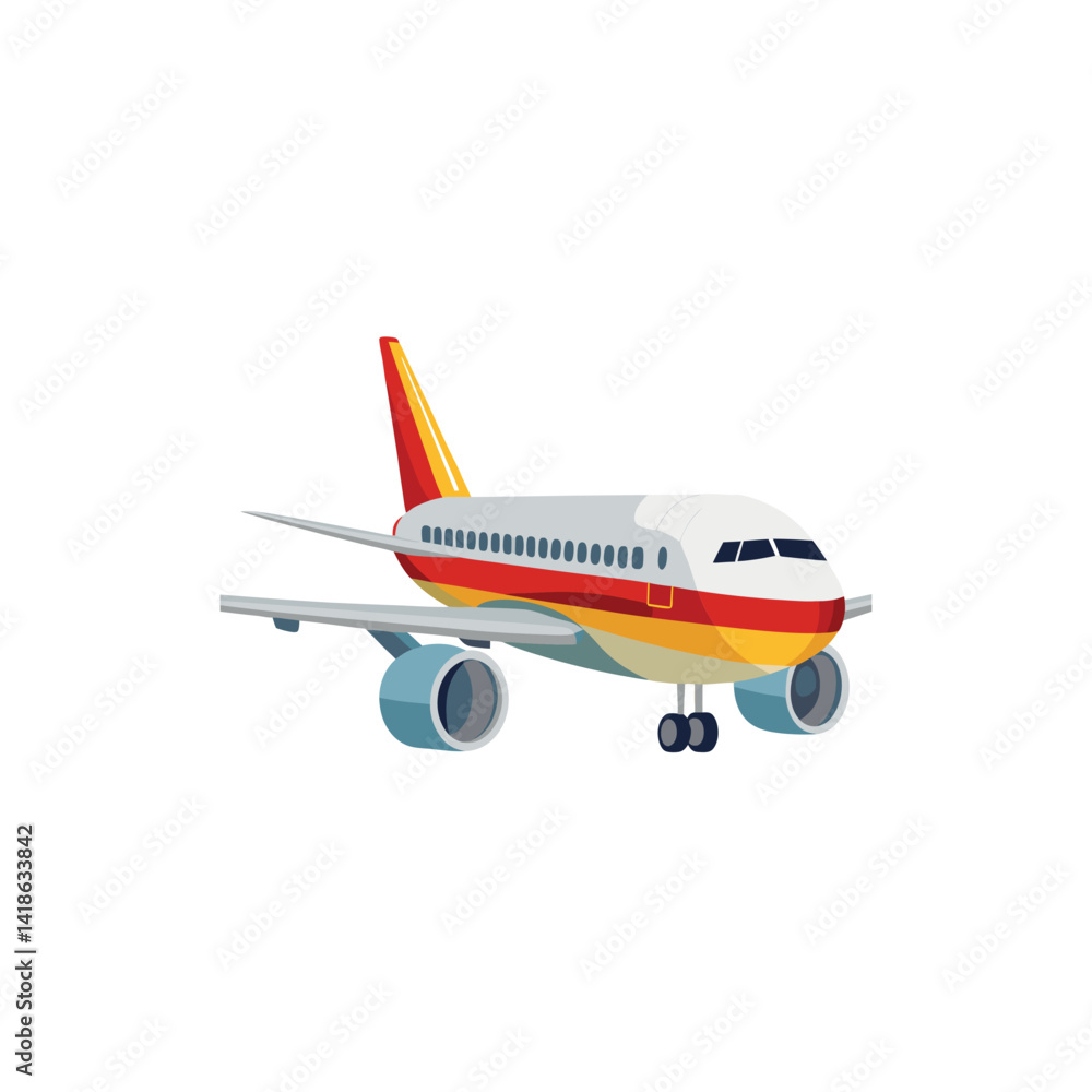 Obraz premium Flat airplane illustration, Passenger Plane Vector illustration of an airplane