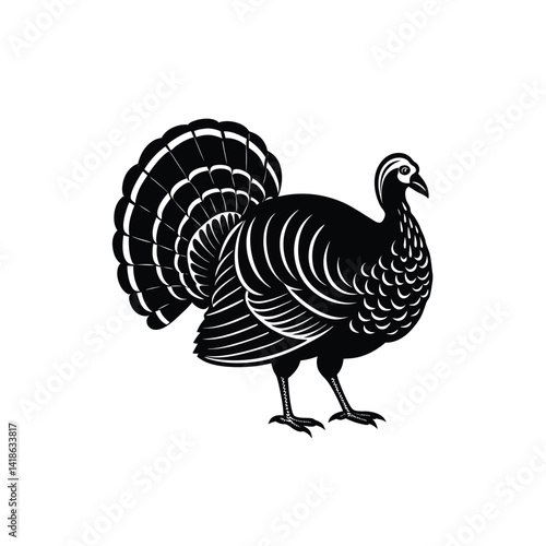 Turkey cock bird poultry animal silhouette. Good use for logo, symbol, mascot isolated on white background