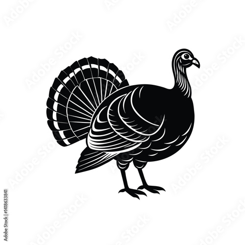 Turkey cock bird poultry animal silhouette. Good use for logo, symbol, mascot isolated on white background