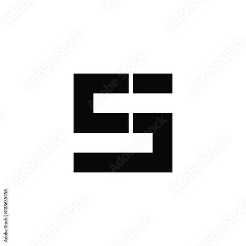 Letter cs sc c s square geometric symbol simple logo vector