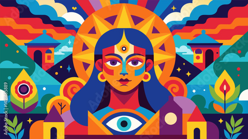 Obraz na płótnie Bold and vibrant colors express the passion and devotion of those involved in the mural project creating an eyecatching display for all to see.. Vector illustration w salonie
