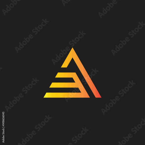 Number 1 and 3 triangle gold geometric symbol simple logo vector