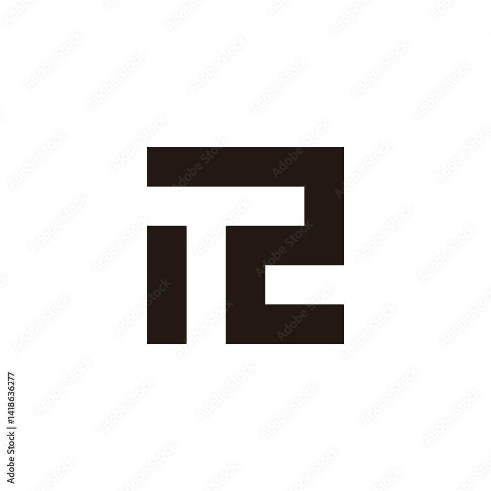 Letter T number 2 geometric symbol simple logo vector Letter T number 2 geometric symbol simple logo vector